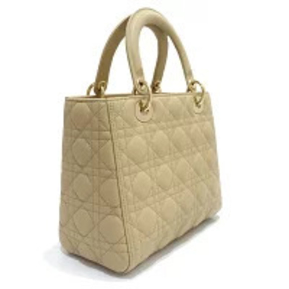 Dior Lady Handbag Leather Beige Shoulder Strap